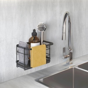 Organizer pentru chiuveta METALTEX LAVA, negru mat, cu suport pentru ustensile - Img 2