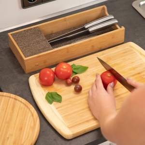 Organizer pentru cutite din bambus Relaxdays, 6,5x38x15,5 cm, natural - Img 2
