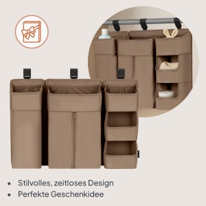 Organizer pentru pat Lionelo Sidepocket Large, 58x11x58 cm, cu 3 module, gri - Img 7