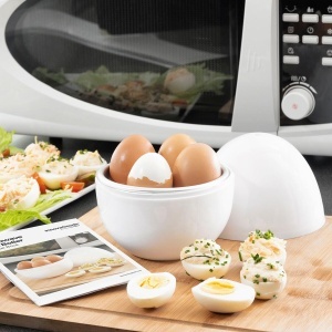 Ouale fierte InnovaGoods - 4 oua, BPA-free, alb, din aluminiu
