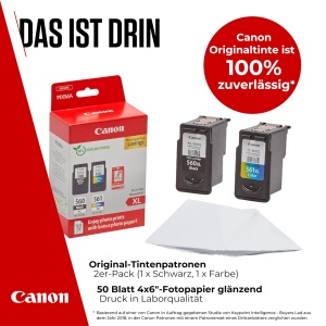 Pachet multiplu de cerneala si hartie Canon - Cartuse de cerneala originale PG-560XL/CL-561XL Pachet de 2 (1 x XL negru, 1 x XL color) si hartie foto 4x6 (50 de coli) - compatibil cu imprimantele Canon PIXMA - Img 2