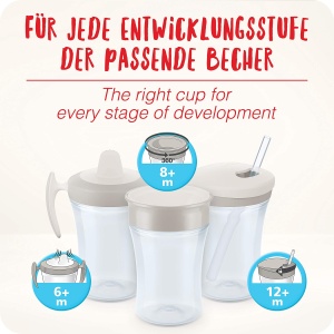 Pahar de invatare NUK Magic Cup Duo-Set, 160 ml 230 ml, rosu, BPA-free - Img 7
