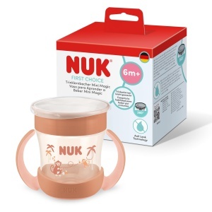 Pahar pentru invatarea bautului NUK Mini Magic Cup, 160 ml, Rote Affe, design 360