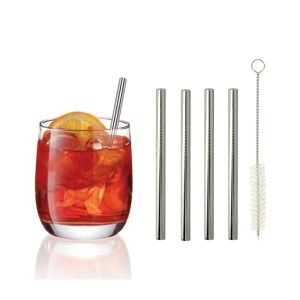 Pajiste inox reutilizabile Metaltex, set 4 bucati, 12,5 cm, cu perie de curatare
