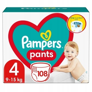 Pampers Pantaloni Absorbanti 4 (9-15kg), 108 bucati, Protectie Impotriva Scurgerilor