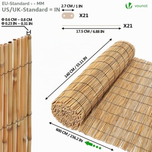 Panou de protectie din stuf VOUNOT 140x600 cm, natural, rezistent la intemperii - Img 5