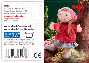Papusa de mana HABA Gretelchen 306245 30 cm rochie rosie pentru copii 18 luni - Img 5