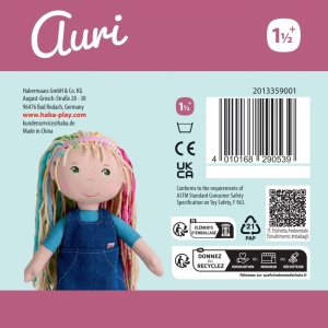 Papusa din Material HABA Auri 30 cm - Papusa Moale cu Par Colorat pentru Copii - Img 8