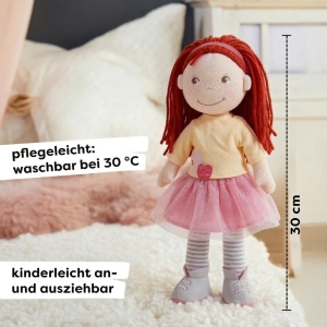 Papusa HABA Ava 30 cm, corp moale, haine cu velcro, pentru copii de la 18 luni - Img 3
