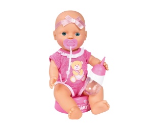 Papusa New Born Baby Simba 105030069, 30cm, cu functie de baut si udare, 4 piese