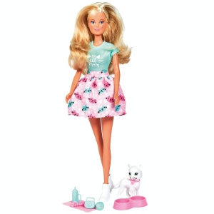 Papusa Steffi Love Kitty Love - 29cm, cu accesorii si pisica