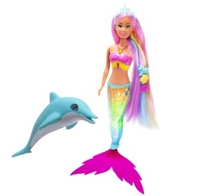 Papusa Steffi Love Mermaizing, 39 cm, cu lumini rainbow si accesorii