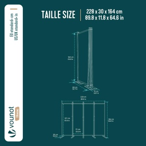 Paravent VOUNOT 4 Panouri Freestanding 228 x 164 cm Anthrazit - Img 3