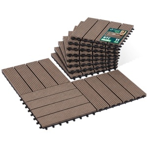Pardoseala exterioara VOUNOT WPC 30x30 cm, 11 buc, rezistenta la intemperii, culoare maro