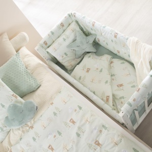 Pat multifunctional pentru bebelusi Roba 4-in-1, 45x90 cm, albpastel verde, design Woodland Buddies - Img 6