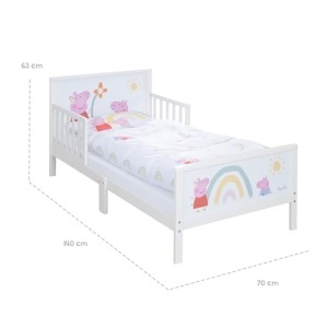 Pat pentru copii roba Peppa Pig 70x140 cm cu lenjerie inclusa alb - Img 12