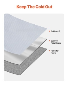 Patura de camping VEVOR SS-LYTJZ-02 impermeabila si rezistenta la vant 2x15m fleece gri deschis - Img 5