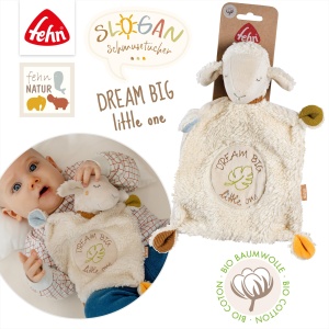 Patura dragalasa Fehn Sheep Dream Big - tovaras de joaca si cuvertura cu bumbac din cultivare organica controlata (KBA) cu slogan brodat individual - pentru bebelusi si copii mici de la 0+ luni - Img 5