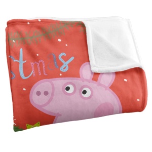 Patura Peppa Pig Craciun, 91 x 147 cm, 300 GSM, 100 Poliester - Img 3