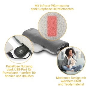 Patura termica de exterior Medisana OL 800, patura termica fara fir cu 3 niveluri de temperatura pentru deplasare, cu material moale si pufos, rulabila compact si cu geanta de depozitare - Img 4