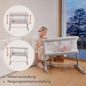 Patut 3 in 1 Lionelo Aurora, pentru bebelusi pana la 9 kg, cu roti si inaltime ajustabila - Img 6