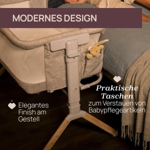 Patut co-sleeping Chicco Next2Me Armonia alb 11 niveluri de inaltime 4 roti - Img 3