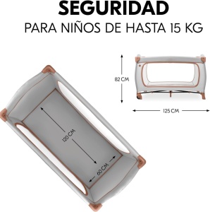 Patut de calatorie hauck Sleep N Play GO Plus, 120 x 60 cm, cu roti, gri - Img 3