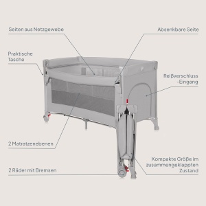 Patut de calatorie Lionelo Ellen 3 in 1, pentru copii de la 0 la 3 ani, cu 2 inaltimi - Img 9
