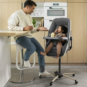 Patut Maxi-Cosi Alba All-in-1, Schimbare usoara intre patutul pentru copii, leagan pentru bebelusi si scaun inalt, 0 luni-3 ani (15 kg), Compatibil cu kitul de masa Maxi-Cosi Alba, Beyond Graphite - Img 10