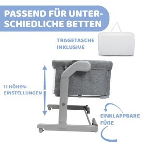Patut pentru bebelusi Chicco Next2Me Magic Evo, 11 nivele de inaltime, cu mod leganare, culoare gri inchis - Img 5