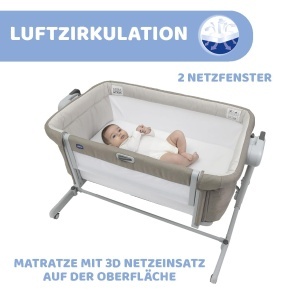 Patut pentru bebelusi Chicco Next2Me Magic Evo, cu functie de balansare, 11 inaltimi, bej - Img 4