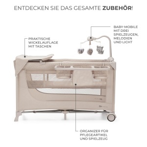 Patut pentru copii Kinderkraft Joy 2, 3-in-1, bej, cu accesorii - Img 8