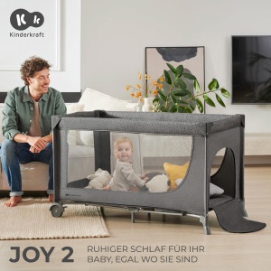 Patut pentru copii Kinderkraft Joy 2 in 1, design modern, gri inchis - Img 2