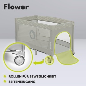 Patut pliabil Lionelo Flower 4in1 cu masuta de infasat si accesorii pentru joaca - Img 5