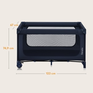 Patut pliabil Lionelo Jasmin Easy Fold pentru copii 2 nivele cu roti si acces lateral - Img 9