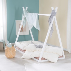 Patut Tipibett Roba 70 x 140 cm - Pat Montessori din Lemn FSC - Alb