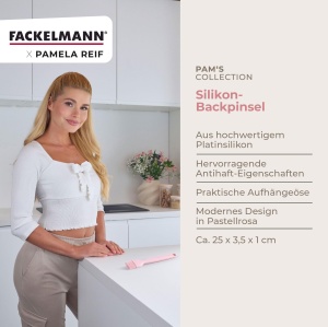 Pensula de bucatarie Fackelmann 26554 Silicon Pastel Roz Rezistenta la temperaturi - Img 3