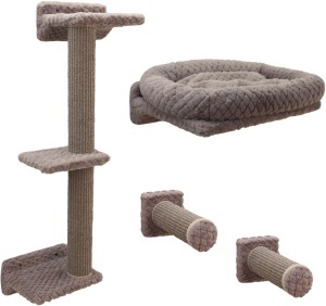 Perete de catarat pentru pisici Kerbl Monte Alpi, 10 kg, taupe, cu sisal si pat moale
