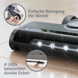 Perie Bosch BHZUHFN cu LED pentru aspiratoare Unlimited 678 ideala pentru parchet si gresie negru - Img 3