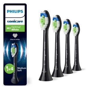 Perie de dinti electrica Philips Sonicare W2 Optimal White, 4 buc, negru