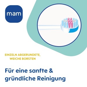 Perie de dinti pentru bebelusi MAM Babys Brush 2er-Set, 6 luni, culoare turcoaz - Img 4