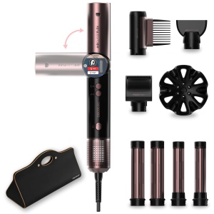 Perie de par multifunctionala Cecotec AirGlisse 8in1 Flex Black, 1400 W, 8 atasamente