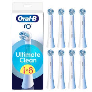 Perie de schimb Oral-B iO Ultimate Clean, 8 bucati, alba, pentru indepartarea placii dentare