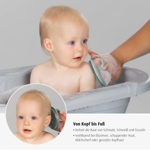 Perie pentru baie reer BabyCare din silicon, culoare mint, cu manere pentru un grip sigur - Img 4