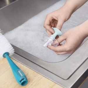 Perie pentru Sticle Babymoov cu Perie pentru Suport, 2 in 1, Albastra - Img 3
