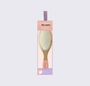Perie plata din lemn Demeliss Beauty cu perii din nailon si masaj scalp - Img 2