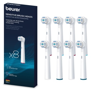 Perii Beurer TB 30/50 pentru periute de dinti electrice, capete de perie compatibile Oral-B, sensibile, 8 bucati, perii de schimb albe