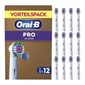 Perii de schimb Oral-B Pro 3DWhite, 12 bucati, alb, cu cupa de polish