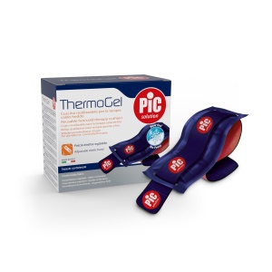 Perna cu gel reutilizabila Pic Thermogel, 10x26 cm, pentru terapie cald-rece, cu banda elastica