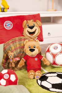 Perna cu personaj FC Bayern Munchen Bar Berni 43 x 25 cm, perna din plus moale, rosie - Img 6